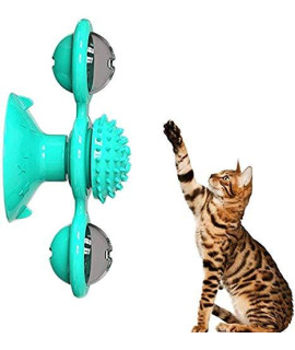 NC Interactive Cat Toy Windmill Portable Scratch Hair Brush Grooming Shedding Massage Suction Cup Catnip Cats Puzzle Training Toy