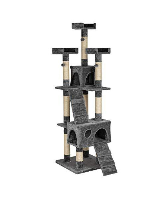 Ubrand 66" Sisal Hemp Cat Tree Tower Condo Furniture Scratch Post Pet House Play Kitten with Cozy Perches (Grey)