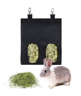 Rabbit hay Feeder Bag,Bunny guinea Pig,Hay guinea Pig Hay Feeder, Rabbit Feeder Fabric Bag Feeder Storage Bag (Black)