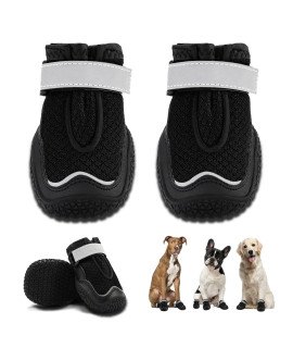 Hcpet Dog Boots Breathable Dog Shoes for Hot Pavement, Heat Resistant Dog Booties with Reflective Straps, Puppy Outdoor Paw Protectors with Rubber Soles for Hiking and Running