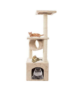 ADWIN 36" Solid Cute Sisal Rope Plush Cat Climb Tree Cat Tower Beige for Small Medium and Large Cats and Kittens Climbing Relaxing and Playing Indoor&Outdoor