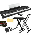 Roland FP-90X Digital Piano - Black Bundle with Adjustable Stand, Bench, Sustain Pedal, Austin Bazaar Instructional DVD, and Polishing cloth
