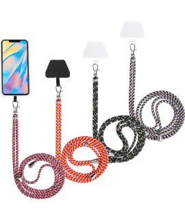 4 Pieces Universal Cell Phone Lanyards With Adjustable Detachable Nylon Neck Crossbody Lanyard And 4 Pieces Black And Transparent Pads For Most Smartphones ()