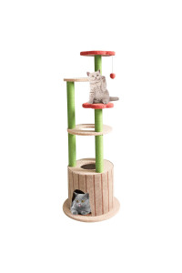SENNAUX Adorable Cat Tree with Sisal Scratching Post Cat Climbing Activity Flower Tower House for Cats Kittens Pets 6 Layers 51" H