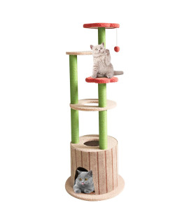 SENNAUX Adorable Cat Tree with Sisal Scratching Post Cat Climbing Activity Flower Tower House for Cats Kittens Pets 6 Layers 51" H