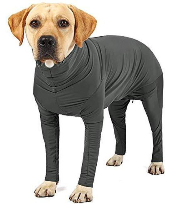 Etdane Dog Onesie After Surgery Pet Surgical Recovery Suit Anti Shedding Bodysuit for Female Male Dog Long Sleeve claming Pajamas with Legs greyXXXL