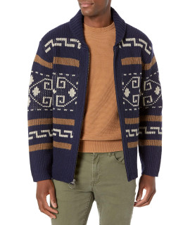 Pendleton Mens The Original Westerley Zip Up cardigan Sweater, NavyBrown, SM