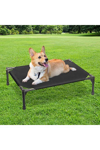 BABYLTRL Elevated Dog Bed Portable Raised Pet Cot Sturdy & Breathable Fabric Mat Dog Cot for Extra Large Medium Small Dogs Multiple Sizes No-Slip Feet Indoor or Outdoor Use(Black)