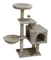 FISH&NAP US07MI Cat Tree Cat Tower Cat Condo Sisal Scratching Posts with Jump Platform Cat Furniture Activity Center Play House Beige