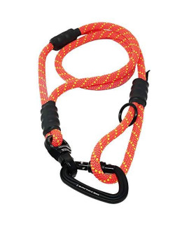 LvnDogs 360 Pro Carabiner Dog Leash with 360 Tangle-Free Swivel, Chew Proof Mountaineering Rope, and Dual Traffic Handle Grips for Training and Walking Medium to Large Breeds- 4 Feet (Orange Swivel)