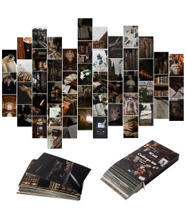 Yopyame 50Pcs Dark Academia Aesthetic Pictures Wall Collage Kit, Retro Style Photo Collection Collage Dorm Decor For Teens And Young Adults, Wall Prints Kit, Small Posters For Room Bedroom Aesthetic