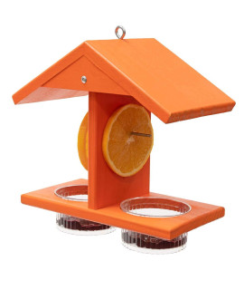 BRECK'S - Double Fruit and Jelly Oriole Bird Feeder - Keeps Food Dry Providing for a Haven for Birds