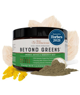 Beyond greens Super greens Powder Superfood - Delicious Debloating green Powder - Matcha greens Blend Superfood Powder wchlorella, Echinacea, Probiotics for Immune Support Energy by Live conscious