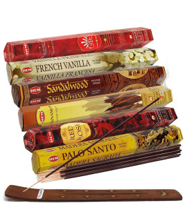 Hem Incense Sticks Variety Pack 22 and Incense Stick Holder Bundle with 6 Most Desired Fragrances