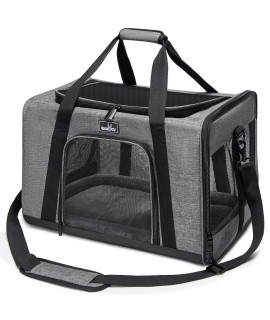 Wakytu Pet Carrier For Medium Large Cats And Dogs Dog Carrier Travel Bag With Adequate Ventilation 5 Mesh Windows 3 Entrance Locking Safety Zippers Padded Shoulder And Carrying Strap Large