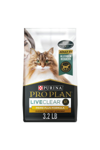 Purina Pro Plan Allergen Reducing Senior cat Food, LIVEcLEAR Adult 7 Prime Plus chicken and Rice Formula - 32 lb Bag