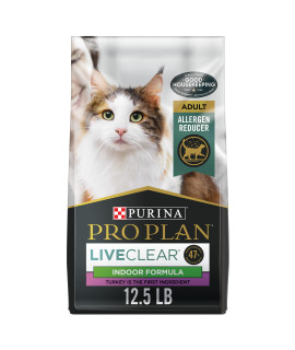 Purina Pro Plan Allergen Reducing, Indoor Cat Food, LIVECLEAR Turkey and Rice Formula - 12.5 lb. Bag