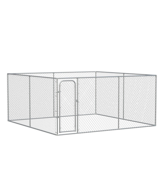 PawHut Outdoor Dog Kennel, Extra Large Dog Playpen with 172.2 Sq. Ft, Heavy Duty Pet Run, Galvanized Chain Link Fence for Backyards, with Secure Lock Mesh, Silver