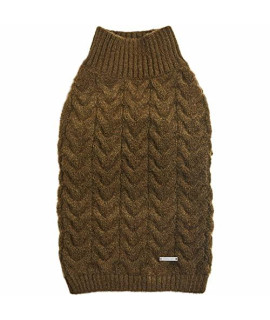 Blueberry Pet Classic Fuzzy Textured Knit Pullover Turtle-Neck Dog Sweater In Dark Olive, Back Length 10, Pack Of 1 Clothes For Dogs