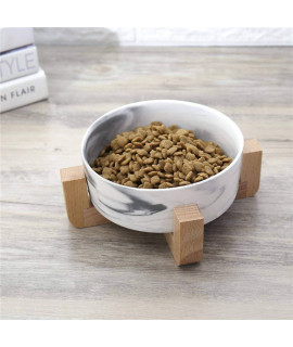 NC Dog Feeders Ceramics Dog Bowls, Wooden Rack Ceramic Single Bowl Lovely Pet Food Water Drink Dishes Feeder