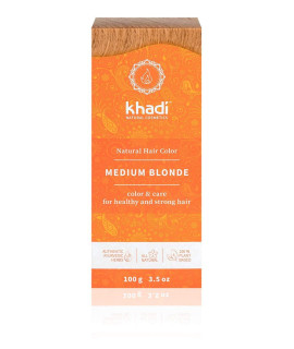 Khadi Medium Blonde Natural Hair Color, Plant Based Hair Dye For Lively Medium To Shining Red Blonde, 100% Herbal, Vegan, Ppd & Chemical Free,Anatural Cosmetic For Healthy Hair 35Oz