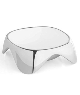 Nambe - Pet Collection - Medium Square Enameled Pet Bowl with Non-slip Grips 6" x 2.5" - Made with Nambe Alloy - Designed by Karim Rashid