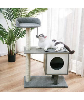 Juman Modern Cat Tree Cat Tower Featuring with Sisal-Covered Scratching Posts, Spacious Condo and Large Perch for Small to Medium Cats