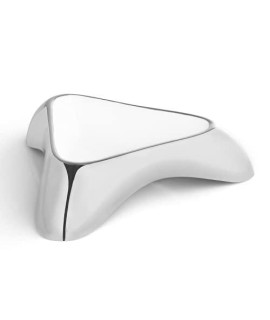 Nambe - Pet Collection - Small Triangular Enameled Pet Bowl with Non-slip Grips 7" x 1.5" - Made with Nambe Alloy - Designed by Karim Rashid
