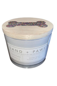 Sand + Paws Tahitian Vanilla Scented Candle, Neutralizes Pet Odors, 2 Wick, 12 Oz (White)