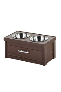 ECOFLEX Piedmont 2-Bowl Dog Diner with Storage Drawer -Russet