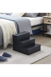 Kings Brand Furniture - Darien 3 Step Wood Step Stool for Adults or Kids, Dog Stairs, Black