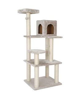 56.3 Inches Cat Tree Furniture Kittens Activity Tower with Scratching Posts Kitty Pet Play House