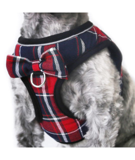 Mesh Soft Dog Harness, Adjustable No Pull Reflective comfort Pet Vest for Dogs (Red&Blue, S)
