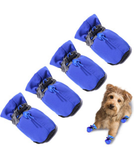 Teozzo Dog Boots & Paw Protector, Anti-Slip Sole Winter Snow Dog Booties With Reflective Straps Dog Shoes For Small Medium Dogs 4Pcs Blue 7
