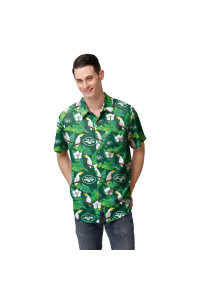 New York Jets NFL Mens Floral Button Up Shirt - Version 2 - S