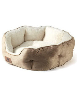Asvin Medium Dog Bed for Medium Dogs, Large Cat Beds for Indoor Cats, Pet Bed for Puppy and Kitty, Extra Soft & Machine Washable with Anti-Slip & Water-Resistant Oxford Bottom, Light Brown, 25 inches