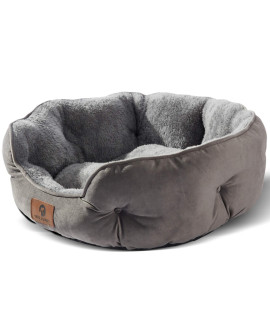Asvin Medium Dog Bed for Medium Dogs, Large Cat Beds for Indoor Cats, Pet Bed for Puppy and Kitty, Extra Soft & Machine Washable with Anti-Slip & Water-Resistant Oxford Bottom, Grey, 25 inches