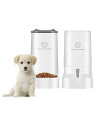 Automatic pet Feeder and Water Dispenser Set Cat and Dog Big Capacity Pet Bowl for Cats & Small,Medium, Large Dogs 1 Gallon Feeder and 3.7L Waterer (Waterer+Feeder White)