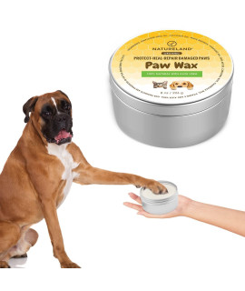 8 OZ] Natureland Organic Paw Wax for Dogs and cats, Jumbo Pack, Natural Outdoor Protection to Heal, Repair, and Protect Dry, chapped, or Rough Pads, Helps Protects Paws on Snow, Sand, or Dirt