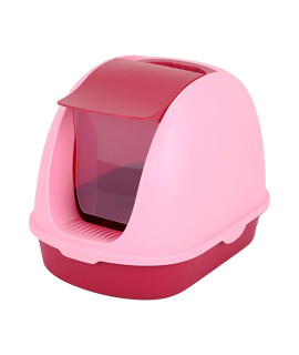 GGBOY Self-Cleaning Litter Box for Cats, Large Cats Toilet with Scoop and Hooded Cover, Hygienic, Odour Free, Red, 39x56x42cm