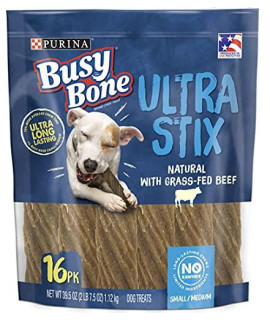 Purina Busy Bone Dog Chew Treat Ultra Stix Natural Grass-Fed Beef Ultra Long Lasting ( 16 Pack)