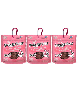 Loving Pets 3 Pack of Beef Houndations Small Dog Puppy and Training grain-Free Treats 4 Ounces Each Made in The USA