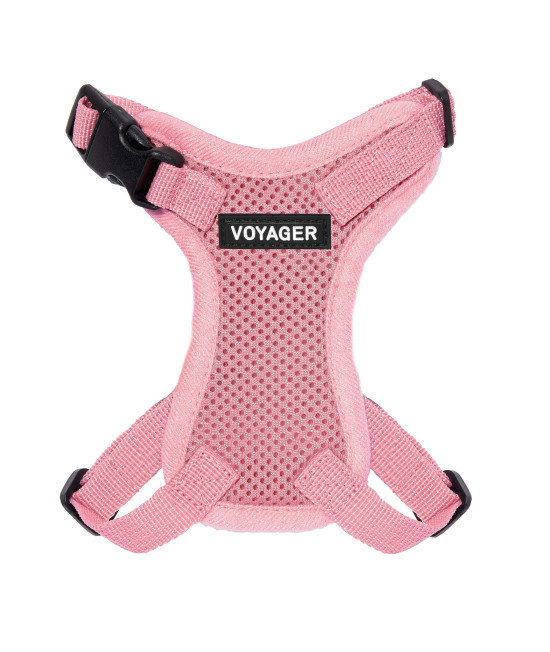Voyager Step-in Lock Pet Harness - All Weather Mesh, Adjustable Step in Harness for Cats and Dogs by Best Pet Supplies - Pink (Matching Trim), XXS (Chest: 10-14 Fit Cats), 1pink (Matching Trim)