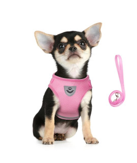 FEimaX No Pull Dog Harness and Leash Set, Soft Mesh Adjustable Lightweight Puppy Harnesses with Reflective Strap, Escape Proof Small Dog Cat Vest for Outdoor Walking