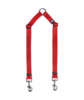 Blueberry Pet Essentials Durable Classic Double Dog Leash Coupler, Rouge Red, Mediumlarge, Dual Walking & Training Leashes For Two Dogs