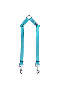 Blueberry Pet Essentials Durable Classic Double Dog Leash Coupler, Turquoise, Small, Dual Walking & Training Leashes For Two Dogs