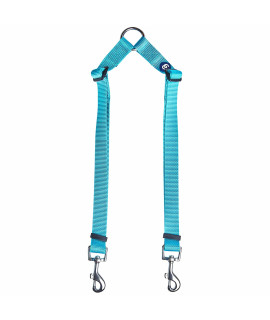 Blueberry Pet Essentials Durable Classic Double Dog Leash Coupler, Turquoise, Small, Dual Walking & Training Leashes For Two Dogs