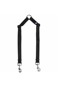 Blueberry Pet Essentials Durable Classic Double Dog Leash Coupler, Black, Mediumlarge, Dual Walking & Training Leashes For Two Dogs