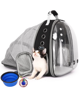 SUPERBE Cat Carrier Backpacks Bubble Bag, Dog Backpack Carrier for Small Dogs/Kitten, Expandable Airline-Approved Transparent Pet Carrying Hiking Traveling Backpack (Black)