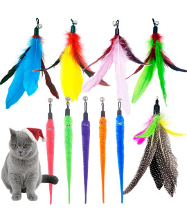 TIENAILINg cat Feather Toys Replacement Worm cat Toy Refills, 10 PcS cat Feathers Refill, cat Toy Replacement Feathers for Indoor cats